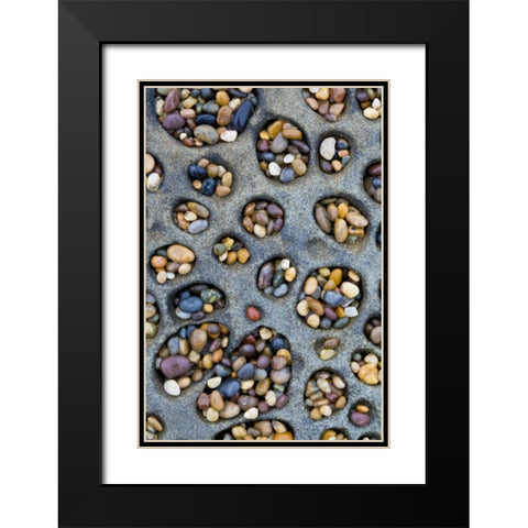 CA, Tafoni formation holes filled with pebbles Black Modern Wood Framed Art Print with Double Matting by Delisle, Gilles