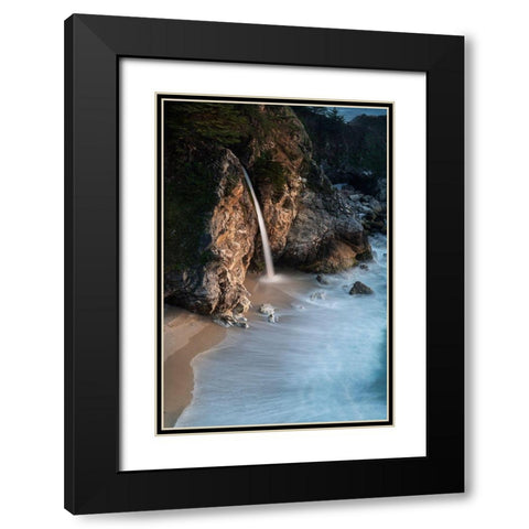 California-Julia Pfeiffer Burns State Park McWay Falls into small cove  Black Modern Wood Framed Art Print with Double Matting by Jaynes Gallery