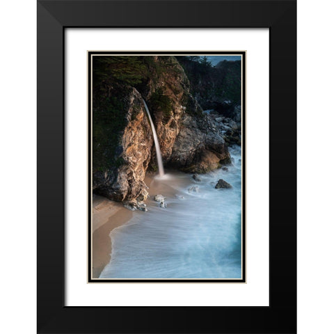California-Julia Pfeiffer Burns State Park McWay Falls into small cove  Black Modern Wood Framed Art Print with Double Matting by Jaynes Gallery