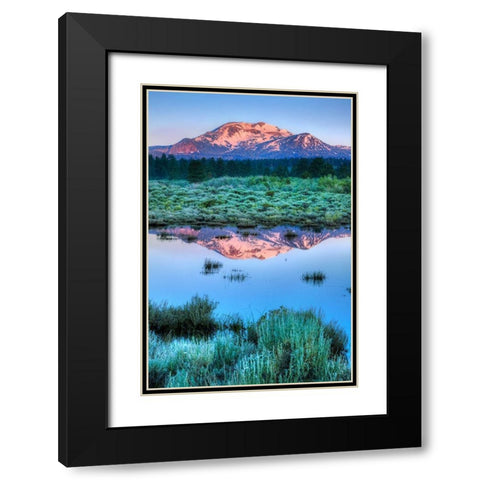 California-Sierra Nevada Range Mammoth Mountain reflects in Mammoth Creek Black Modern Wood Framed Art Print with Double Matting by Jaynes Gallery