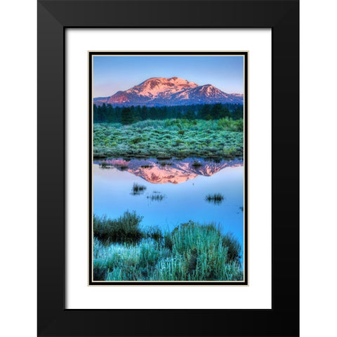 California-Sierra Nevada Range Mammoth Mountain reflects in Mammoth Creek Black Modern Wood Framed Art Print with Double Matting by Jaynes Gallery