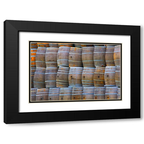 California San Luis Obispo Stacked wine barrels Black Modern Wood Framed Art Print with Double Matting by Jaynes Gallery