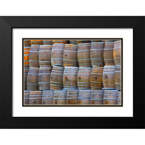 California San Luis Obispo Stacked wine barrels Black Modern Wood Framed Art Print with Double Matting by Jaynes Gallery