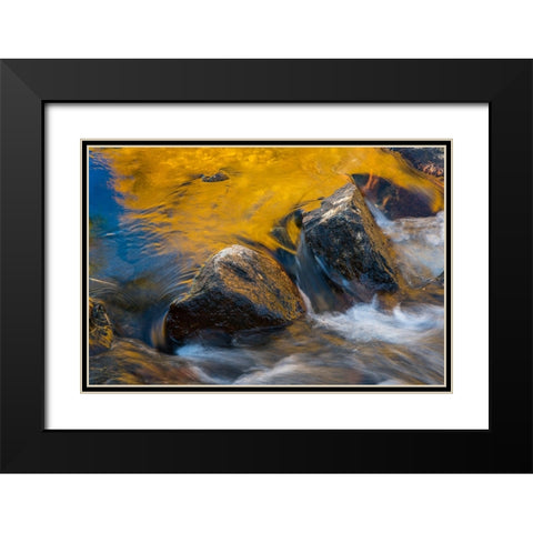 Usa-California Morning sun shines gold on the waters of the South Fork American River Black Modern Wood Framed Art Print with Double Matting by Sederquist, Betty