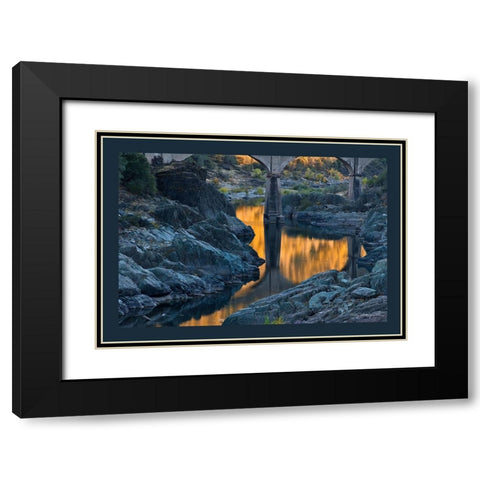Usa-California This old railroad bridge crossing the North Fork of the American River Black Modern Wood Framed Art Print with Double Matting by Sederquist, Betty