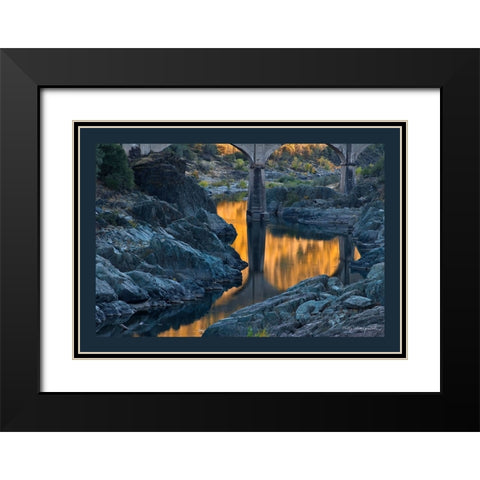 Usa-California This old railroad bridge crossing the North Fork of the American River Black Modern Wood Framed Art Print with Double Matting by Sederquist, Betty