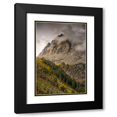 Usa-California-Sierra Nevada Mighty Peaks in the Lundy Lake area in fall Black Modern Wood Framed Art Print with Double Matting by Sederquist, Betty