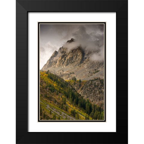 Usa-California-Sierra Nevada Mighty Peaks in the Lundy Lake area in fall Black Modern Wood Framed Art Print with Double Matting by Sederquist, Betty