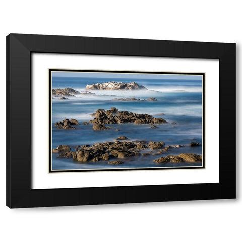 California-Pacific Grove-Ocean View Drive-Dreamy View of Boulders in the Ocean Surf Black Modern Wood Framed Art Print with Double Matting by Looney, Hollice