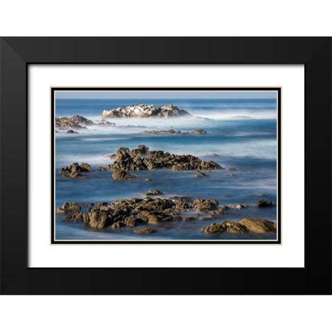 California-Pacific Grove-Ocean View Drive-Dreamy View of Boulders in the Ocean Surf Black Modern Wood Framed Art Print with Double Matting by Looney, Hollice