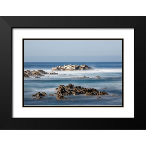 California-Pacific Grove-Ocean View Drive-Dreamy View of Boulders in the Ocean Surf Black Modern Wood Framed Art Print with Double Matting by Looney, Hollice