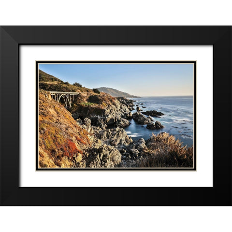 California-Big Sur-Granite Canyon Bridge-The View along the Coast Below the Bridge Black Modern Wood Framed Art Print with Double Matting by Looney, Hollice