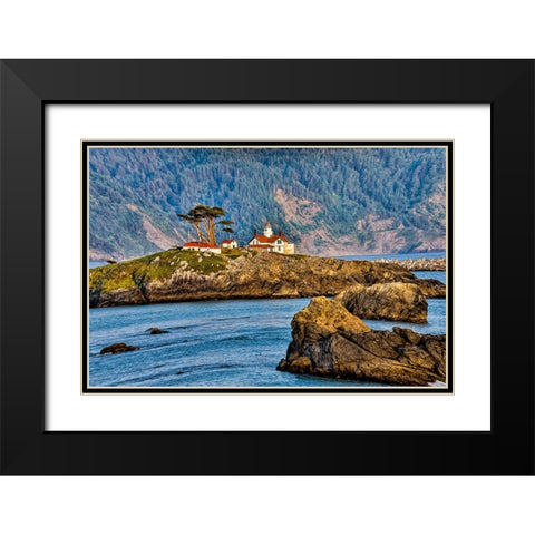 USA-California-Crescent City-Battery Light House Black Modern Wood Framed Art Print with Double Matting by Restuccia, Joe III