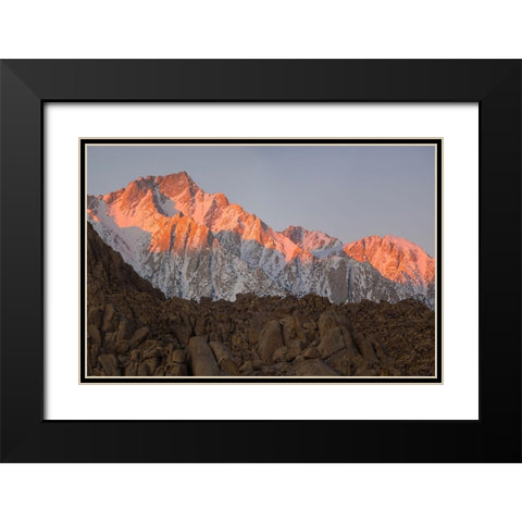 California Lone Pine-Alabama Hills with the eastern Sierra Nevada-Lone Pine Peak Black Modern Wood Framed Art Print with Double Matting by Wild, Jamie and Judy