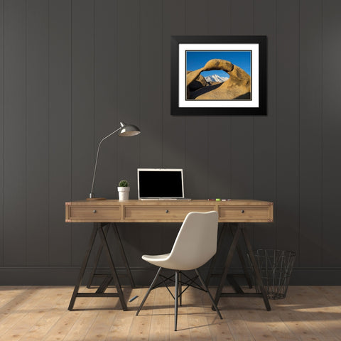 California Lone Pine-Alabama Hills-Mobius Arch and Lone Pine Peak Black Modern Wood Framed Art Print with Double Matting by Wild, Jamie and Judy