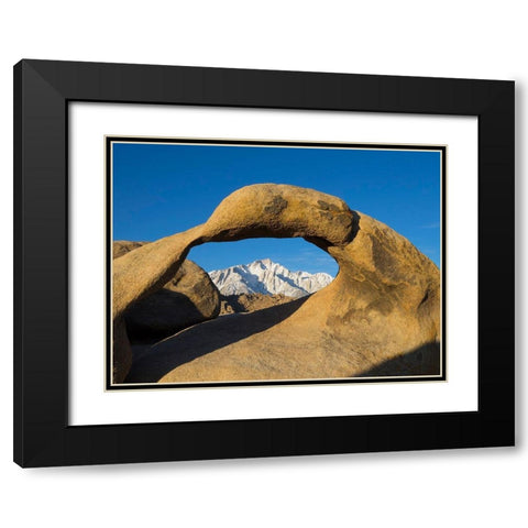 California Lone Pine-Alabama Hills-Mobius Arch and Lone Pine Peak Black Modern Wood Framed Art Print with Double Matting by Wild, Jamie and Judy