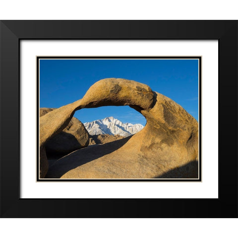 California Lone Pine-Alabama Hills-Mobius Arch and Lone Pine Peak Black Modern Wood Framed Art Print with Double Matting by Wild, Jamie and Judy