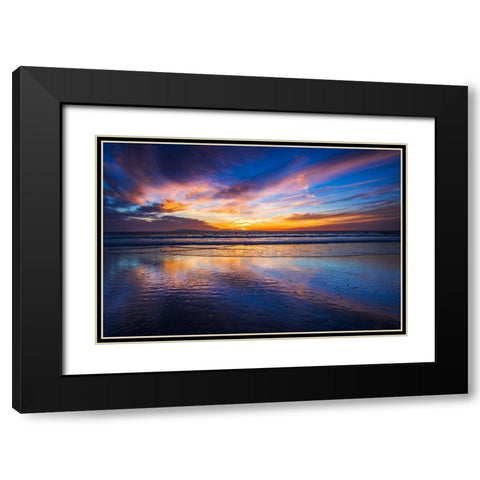 Sunset over the Channel Islands-Ventura-California-USA Black Modern Wood Framed Art Print with Double Matting by Bishop, Russ
