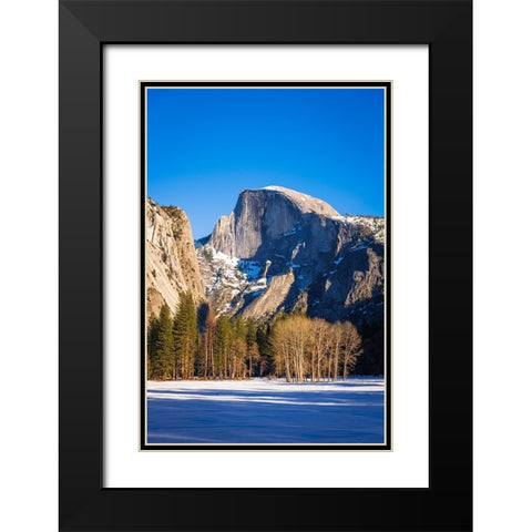 Afternoon light on Half Dome in winter-Yosemite National Park-California-USA Black Modern Wood Framed Art Print with Double Matting by Bishop, Russ