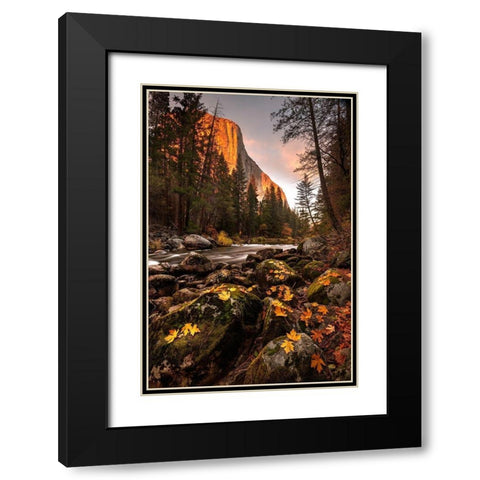 Fall along Merced River in Yosemite National Park-California Black Modern Wood Framed Art Print with Double Matting by SMO