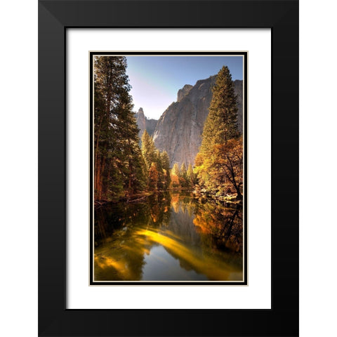 Merced River flows through Californias Yosemite National Park Black Modern Wood Framed Art Print with Double Matting by SMO