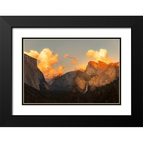 Iconic Tunnel View with Lenticular sunset clouds Yosemite valley  Black Modern Wood Framed Art Print with Double Matting by Norring, Tom