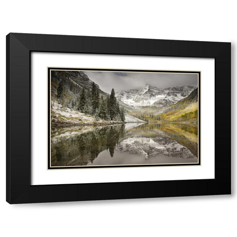 CO, White River NF, Morning on Maroon Bells peaks Black Modern Wood Framed Art Print with Double Matting by Grall, Don