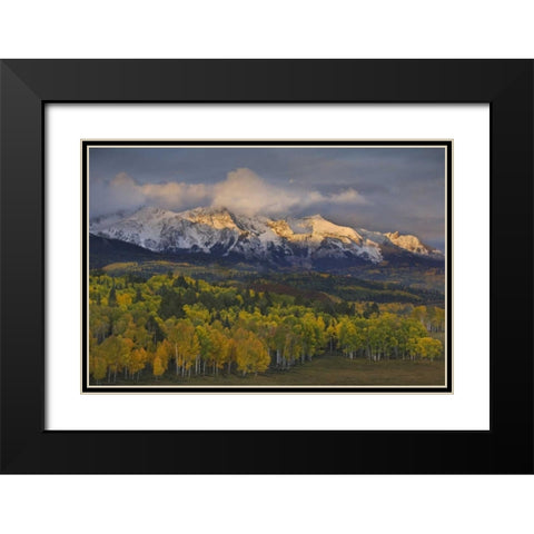 CO, Rocky Mts Sunrise over the Sneffels Range Black Modern Wood Framed Art Print with Double Matting by Grall, Don