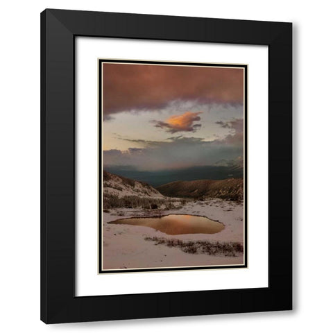 CO, Cottonwood Pass Sunset on alpine tarn Black Modern Wood Framed Art Print with Double Matting by Grall, Don