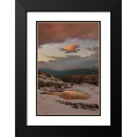 CO, Cottonwood Pass Sunset on alpine tarn Black Modern Wood Framed Art Print with Double Matting by Grall, Don