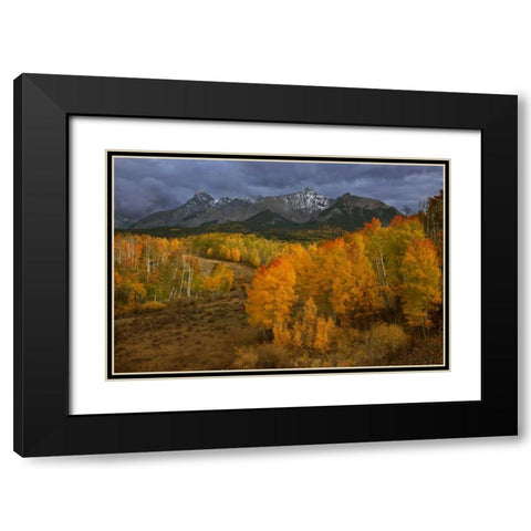 CO, Sneffels Range Dark clouds foretell a storm Black Modern Wood Framed Art Print with Double Matting by Grall, Don