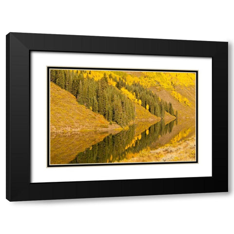 CO, Rocky Mts Autumn reflection on Long Lake Black Modern Wood Framed Art Print with Double Matting by Illg, Cathy and Gordon