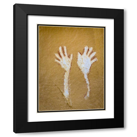 CO,  Canyon Pintado District, Pictograph of hands Black Modern Wood Framed Art Print with Double Matting by Paulson, Don