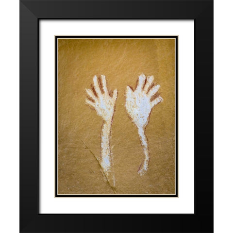 CO,  Canyon Pintado District, Pictograph of hands Black Modern Wood Framed Art Print with Double Matting by Paulson, Don