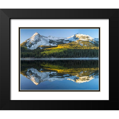 CO, East Beck Reflection in Lost Lake Slough Black Modern Wood Framed Art Print with Double Matting by Paulson, Don