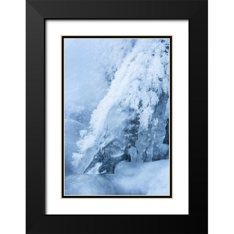 CO, Woodland Park Ice and frost on waterfall Black Modern Wood Framed Art Print with Double Matting by Grall, Don