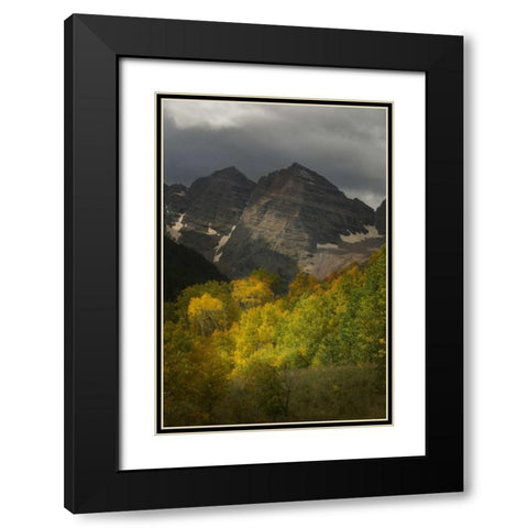 Colorado Storm over Maroon Bells peaks Black Modern Wood Framed Art Print with Double Matting by Grall, Don