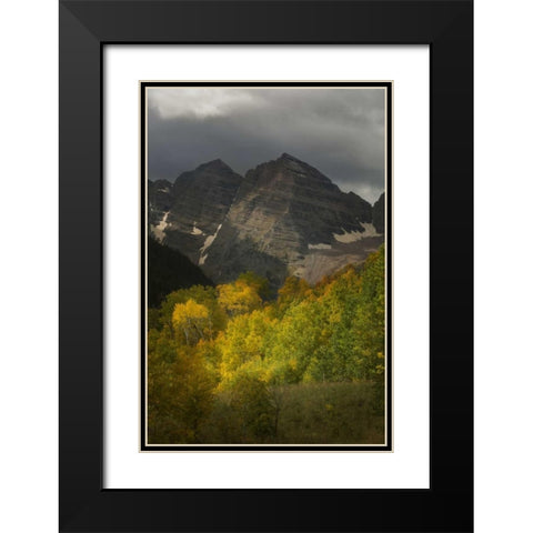 Colorado Storm over Maroon Bells peaks Black Modern Wood Framed Art Print with Double Matting by Grall, Don