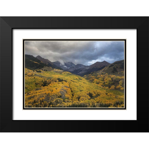 CO, White River NF, Capitol Peak Valley Storm Black Modern Wood Framed Art Print with Double Matting by Grall, Don