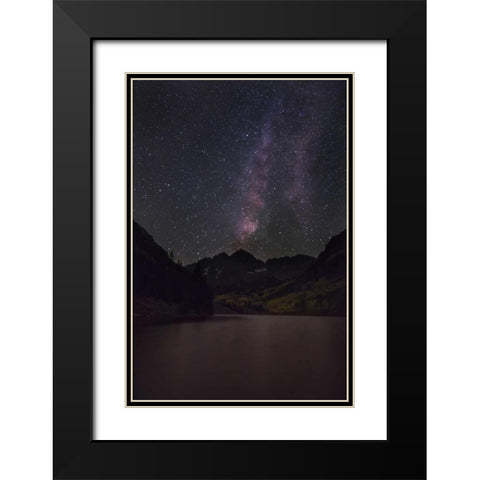 CO, The Milky Way above Maroon Bells mountains Black Modern Wood Framed Art Print with Double Matting by Grall, Don