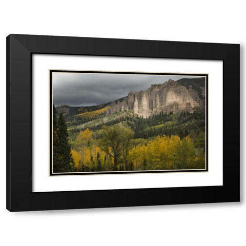 Colorado Storm clouds over the San Juan Mts Black Modern Wood Framed Art Print with Double Matting by Grall, Don
