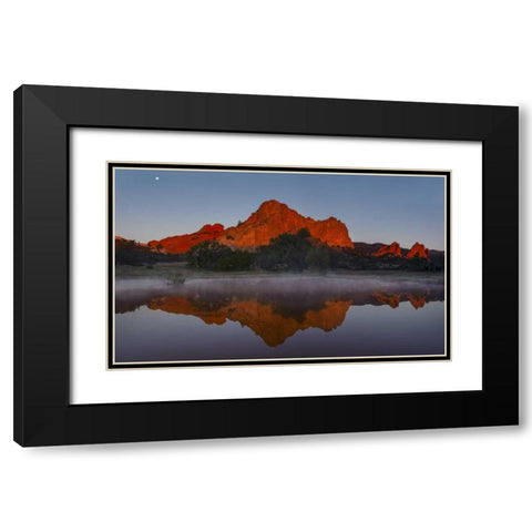 CO, Colorado Springs Cliff reflected in pond Black Modern Wood Framed Art Print with Double Matting by Grall, Don