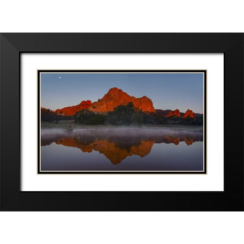 CO, Colorado Springs Cliff reflected in pond Black Modern Wood Framed Art Print with Double Matting by Grall, Don