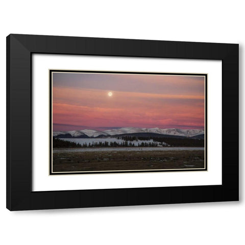 CO, Full moon and alpenglow above Mosquito Range Black Modern Wood Framed Art Print with Double Matting by Grall, Don