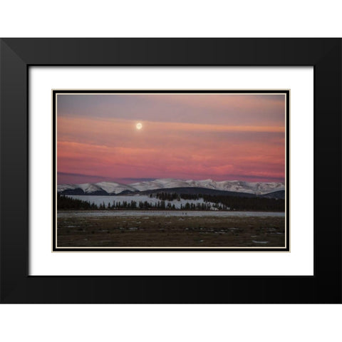 CO, Full moon and alpenglow above Mosquito Range Black Modern Wood Framed Art Print with Double Matting by Grall, Don
