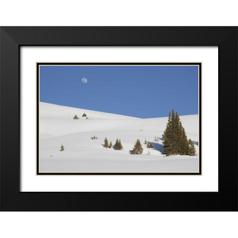 Colorado Moon rise above the Continental Divide Black Modern Wood Framed Art Print with Double Matting by Grall, Don