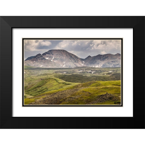 USA-Colorado-Weminuche Wilderness Mountain and valley landscape Black Modern Wood Framed Art Print with Double Matting by Jaynes Gallery