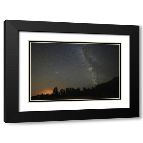 USA-Colorado-Eleven Mile Canyon The Milky Way galaxy and forest silhouette at night Black Modern Wood Framed Art Print with Double Matting by Jaynes Gallery