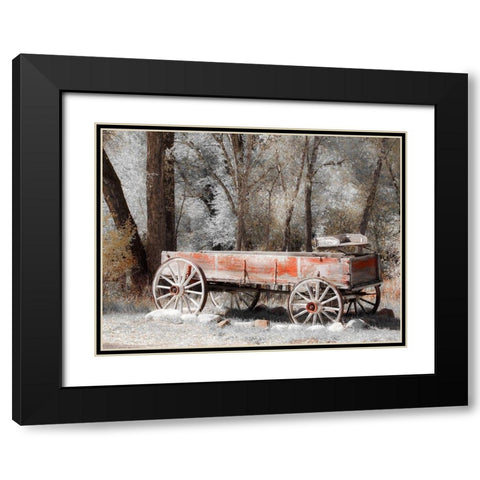 Colorado Old red wagon Black Modern Wood Framed Art Print with Double Matting by Eggers, Julie