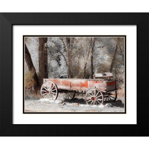 Colorado Old red wagon Black Modern Wood Framed Art Print with Double Matting by Eggers, Julie